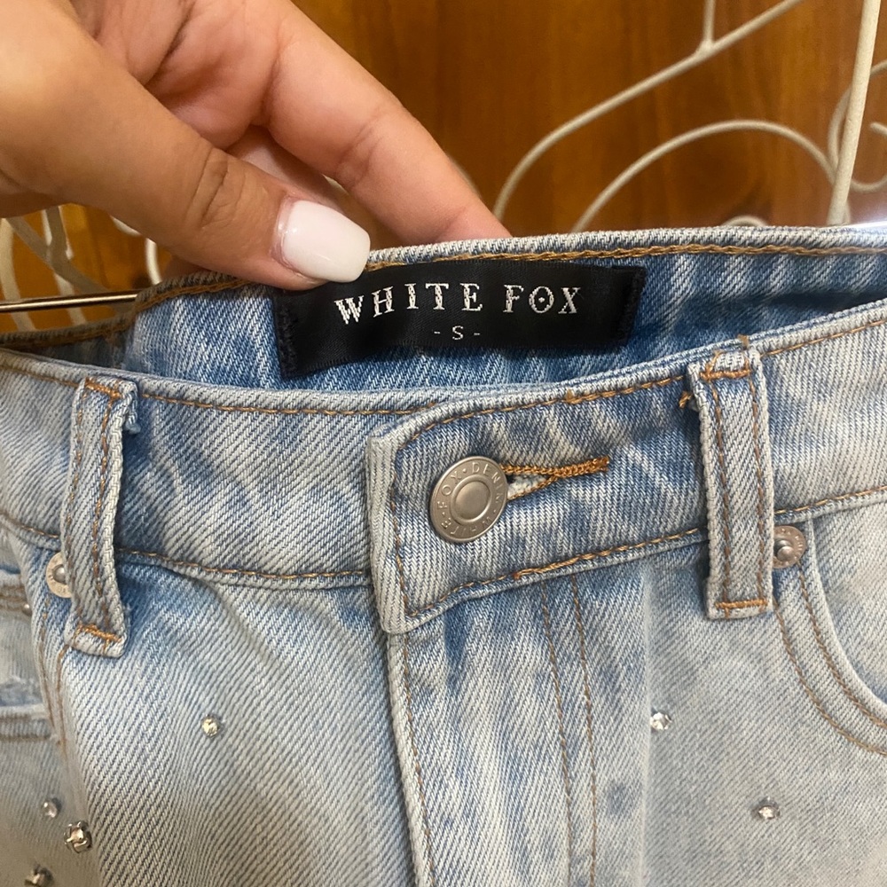 White Fox Rhinestone Shorts - Picture 2 of 4